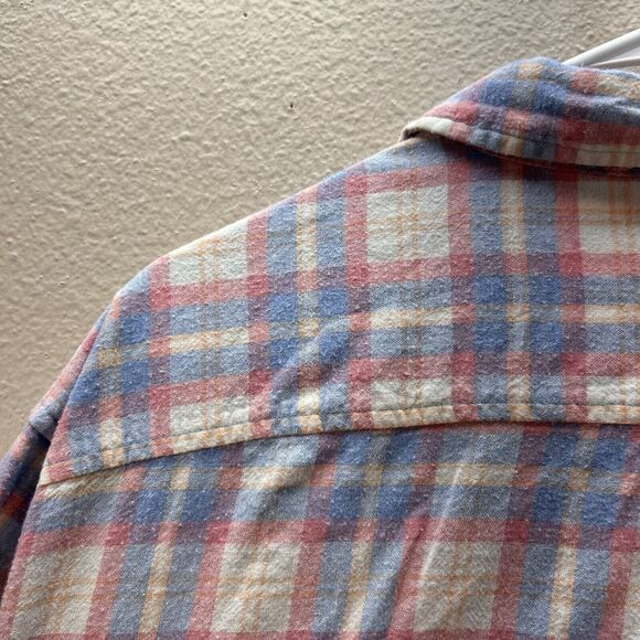 Bixby Nomad Button Up Shirt Size XL Light Blue Pink Cream Brushed Cotton Soft - Picture 5 of 6